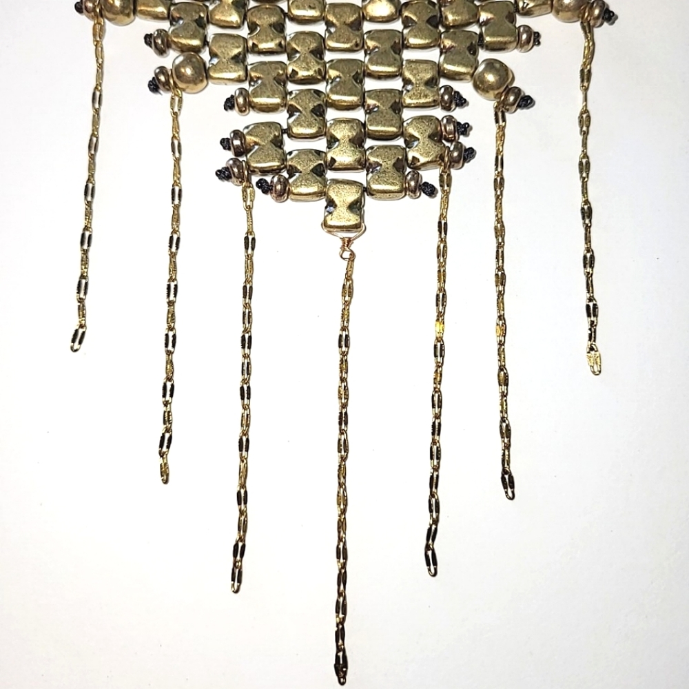SOLD!!! ANTHROPOLOGIE PALMIRA BIB NECKLACE - GOLDTONE - Picture 4 of 9